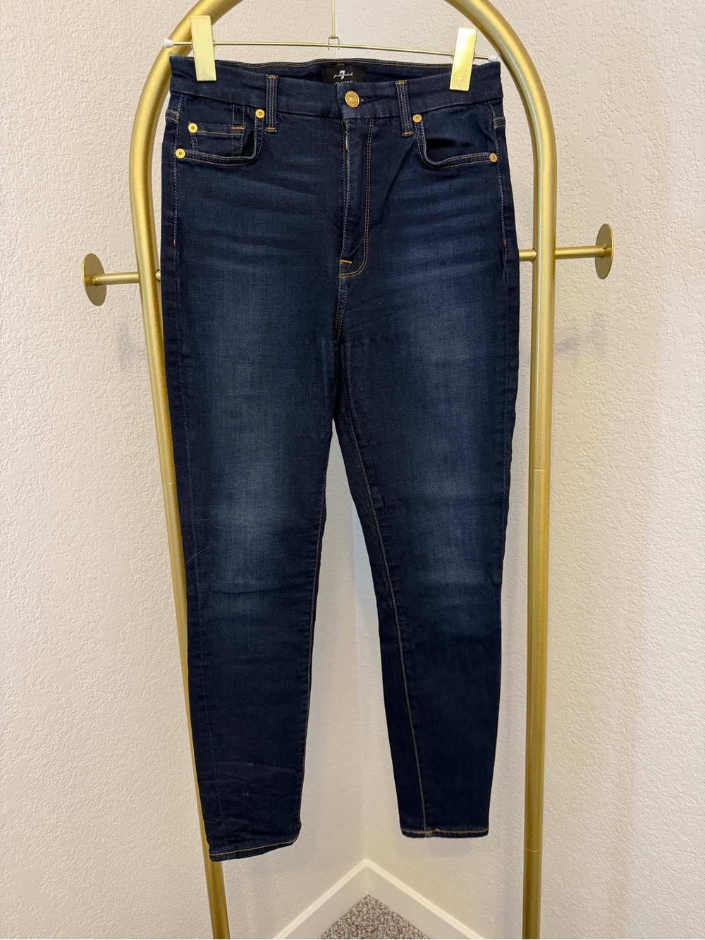7 For All Mankind Dark Indigo High-Rise Skinny Jeans